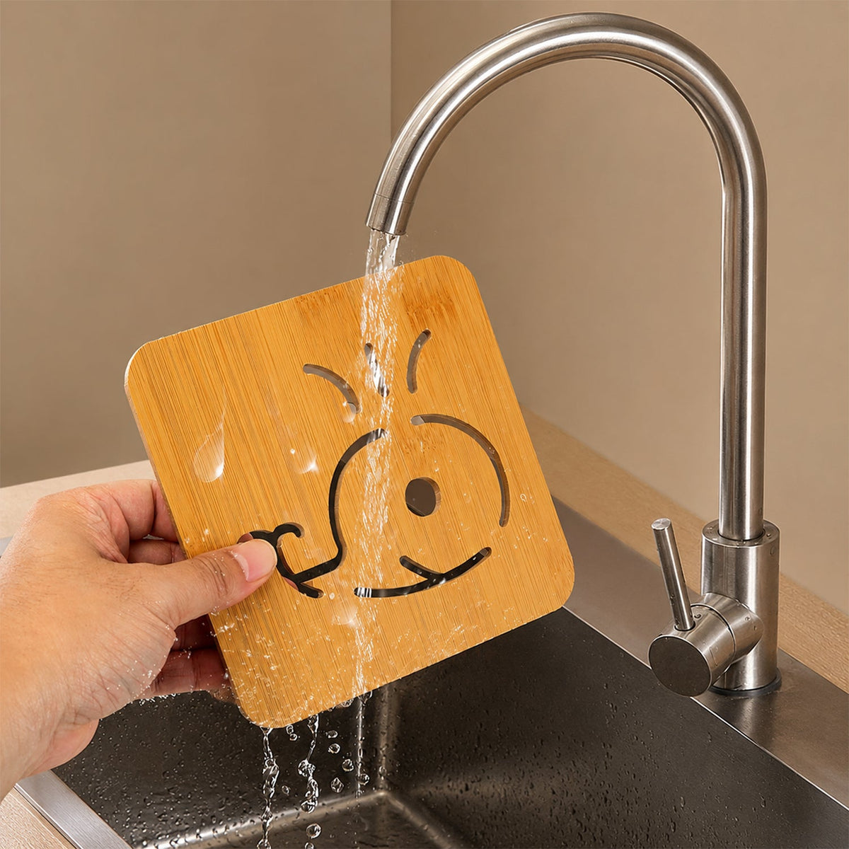 Washable wooden drink coaster