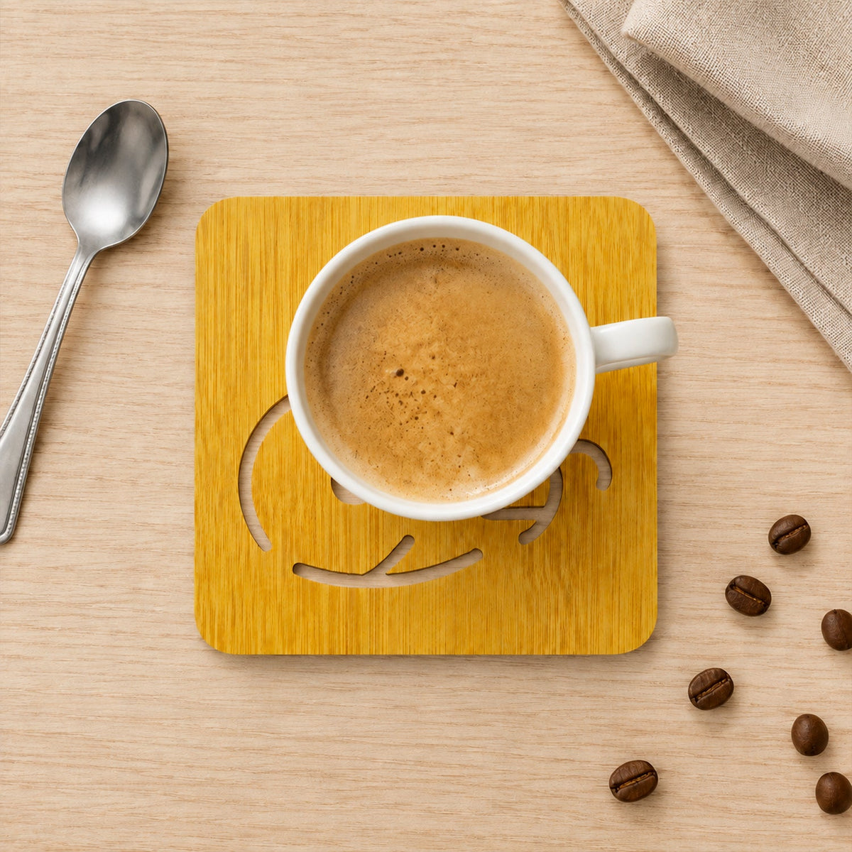 Square wooden coffee cup coaster