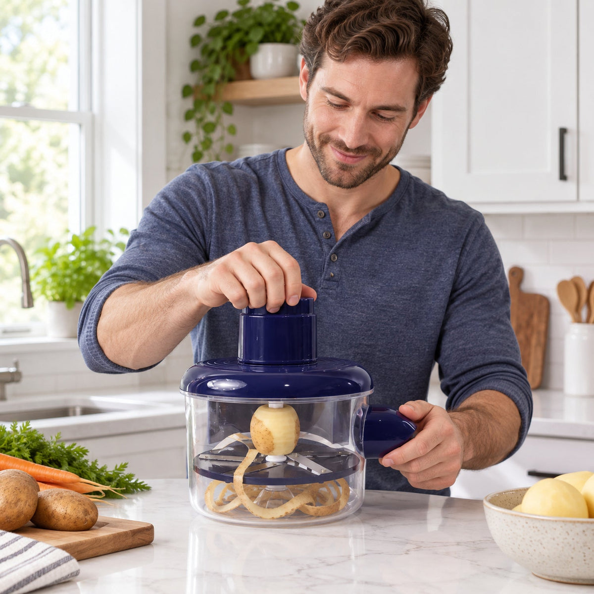 Automatic peeler potato peeling
