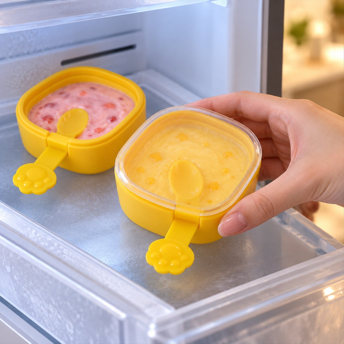 Yellow Square Ice Cream Moulds