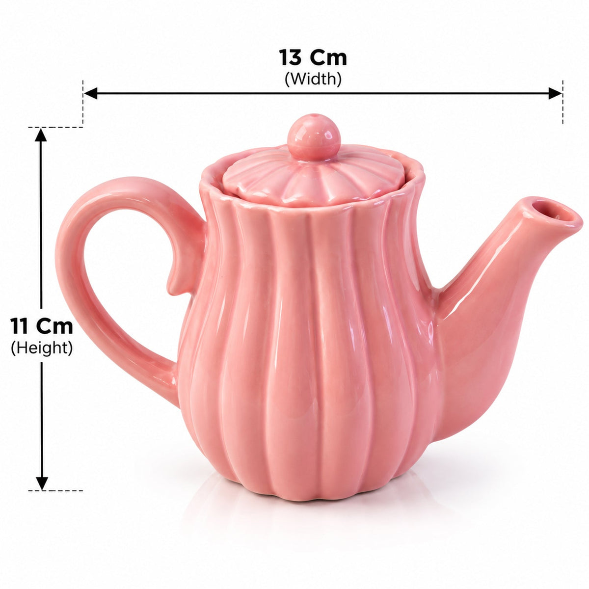 Pink Ribbed Ceramic Tea Set