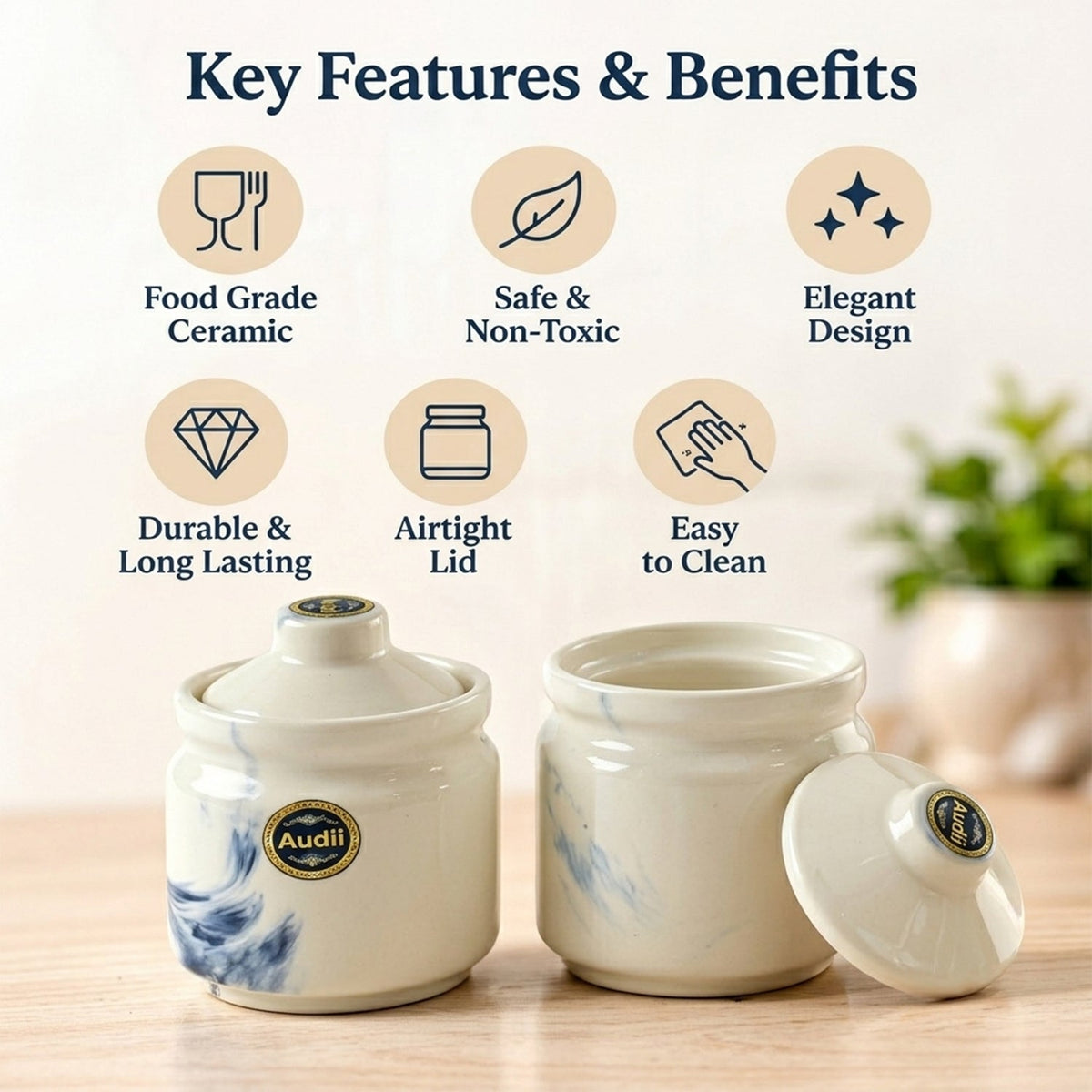 Decorative ceramic storage jars with matching lids set of two 02