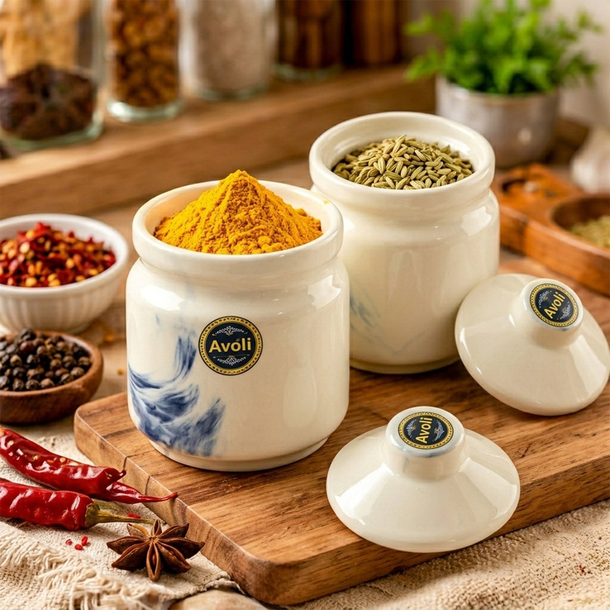 Lidded Spice Storage Jars