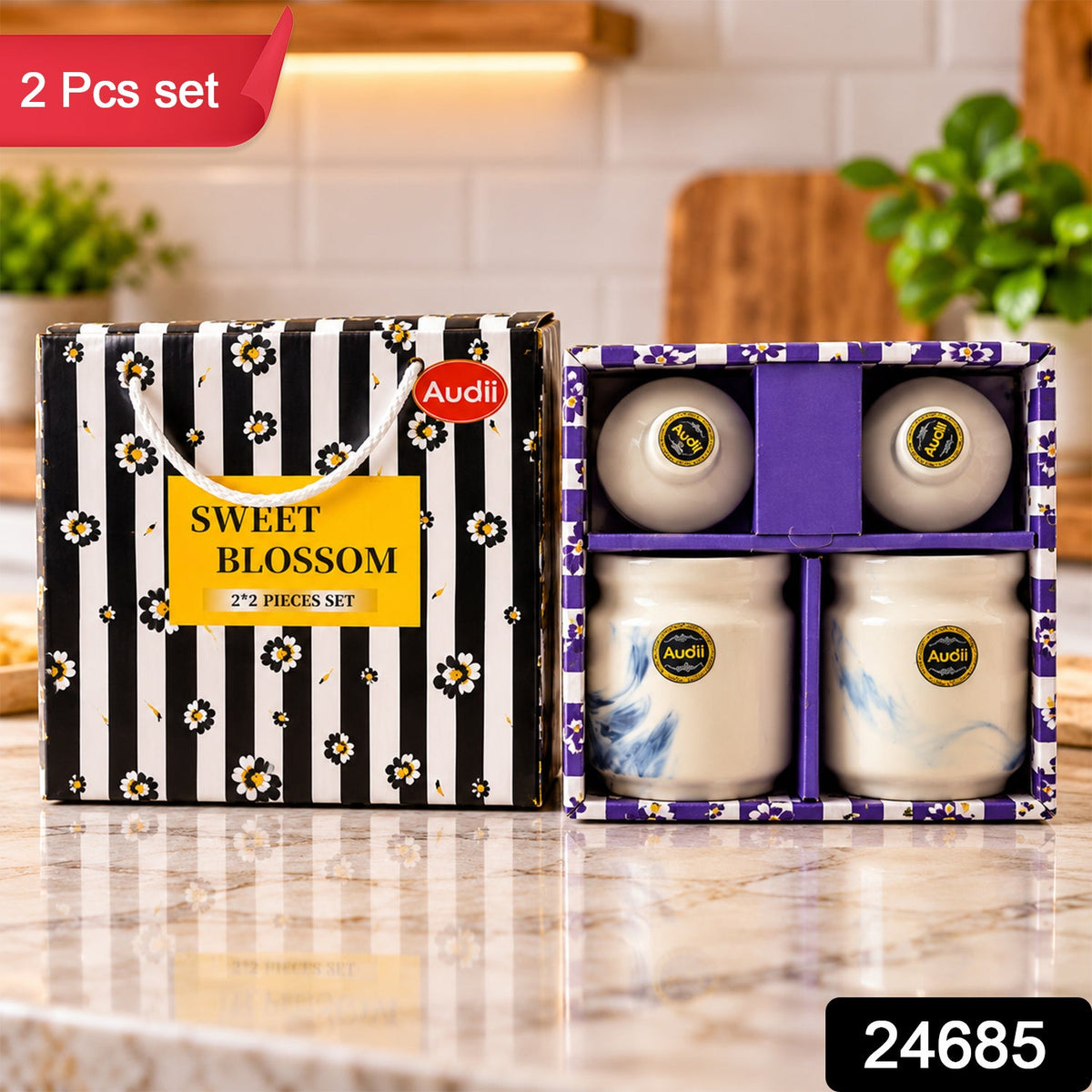 Decorative ceramic storage jars with matching lids set of two sku