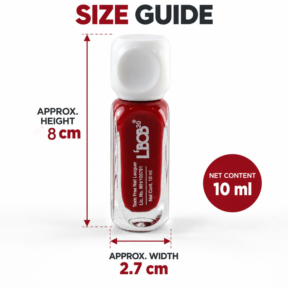 Wine maroon nail polish bottle highlighting its 10 ML size
