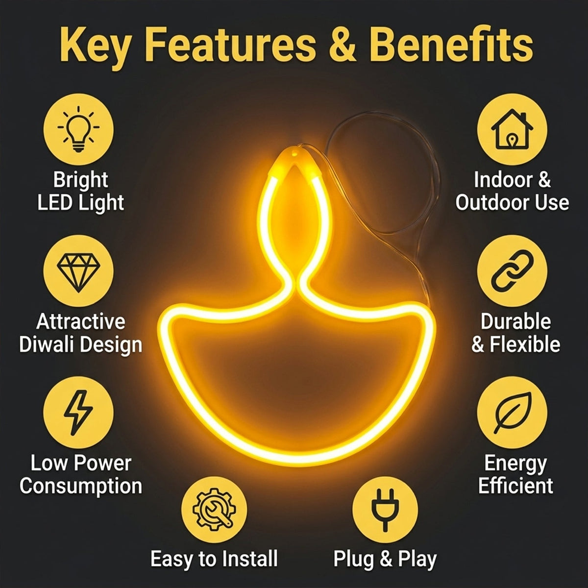 Decorative Diya Outline Light