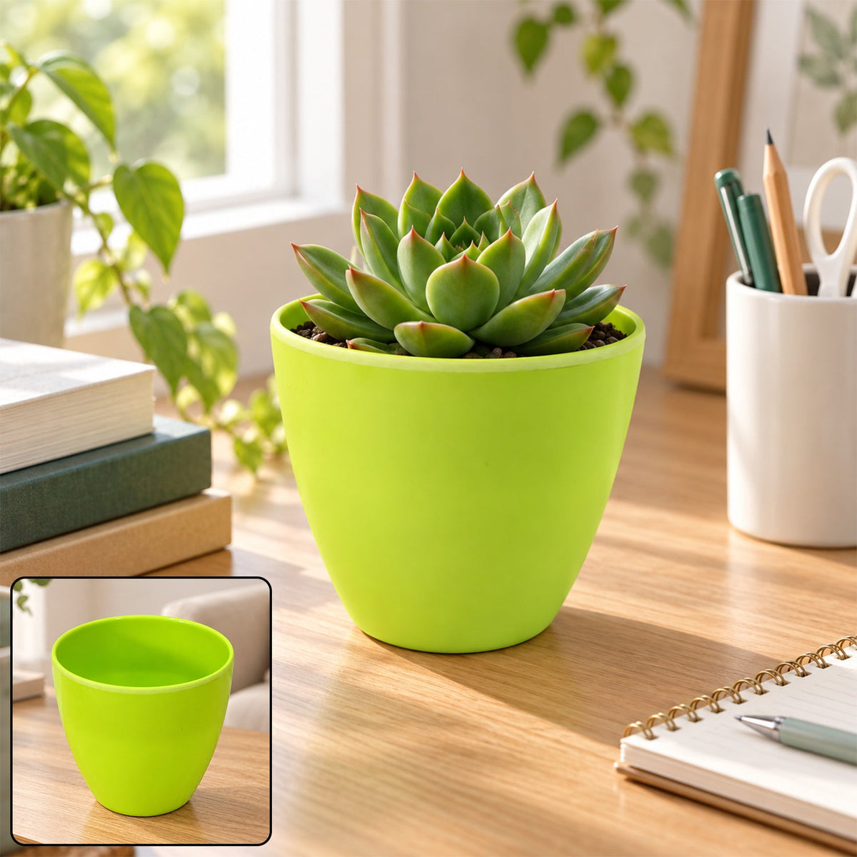 Decorative plastic flower pot smooth finish