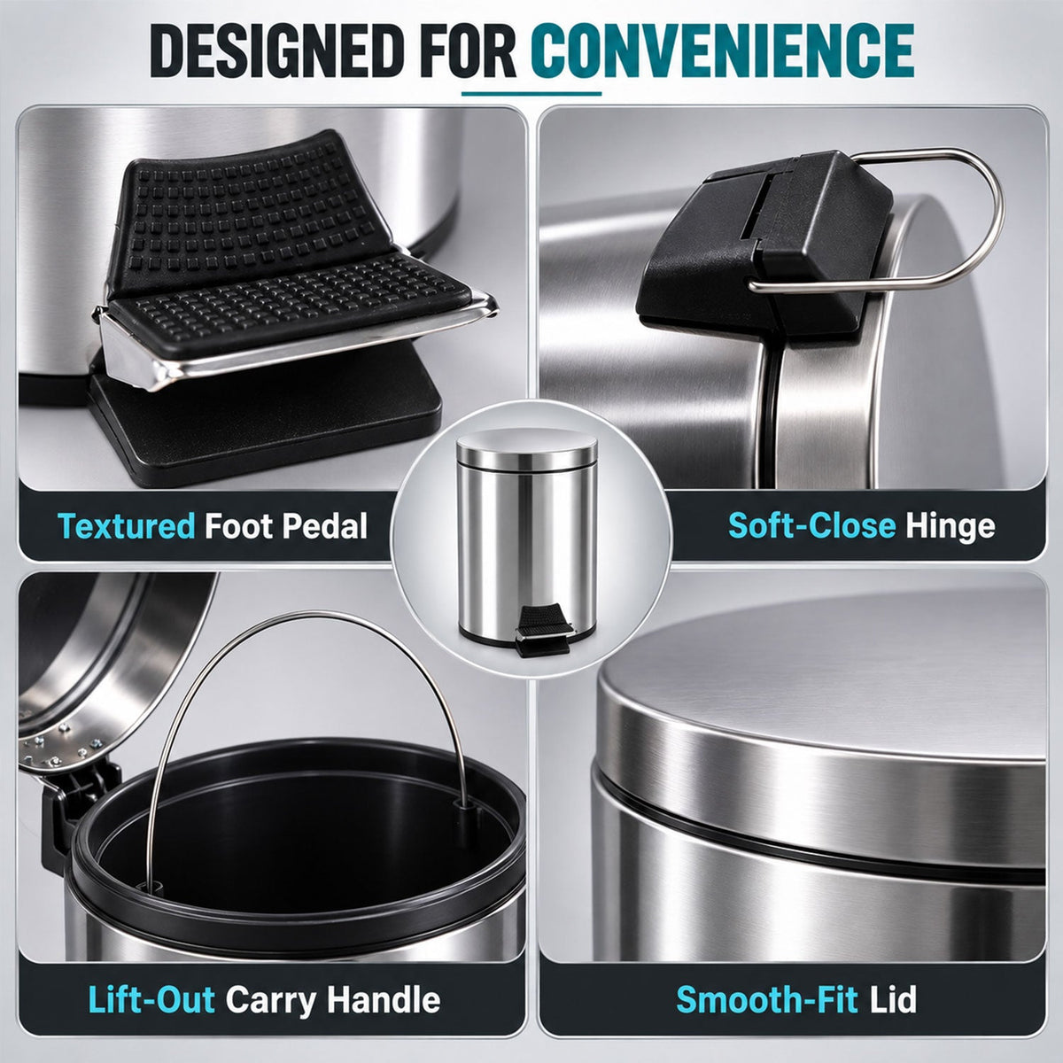 Hands free steel dustbin kitchen
