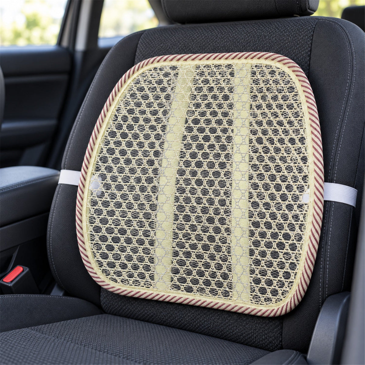 Beige Mesh Car Seat Back Support