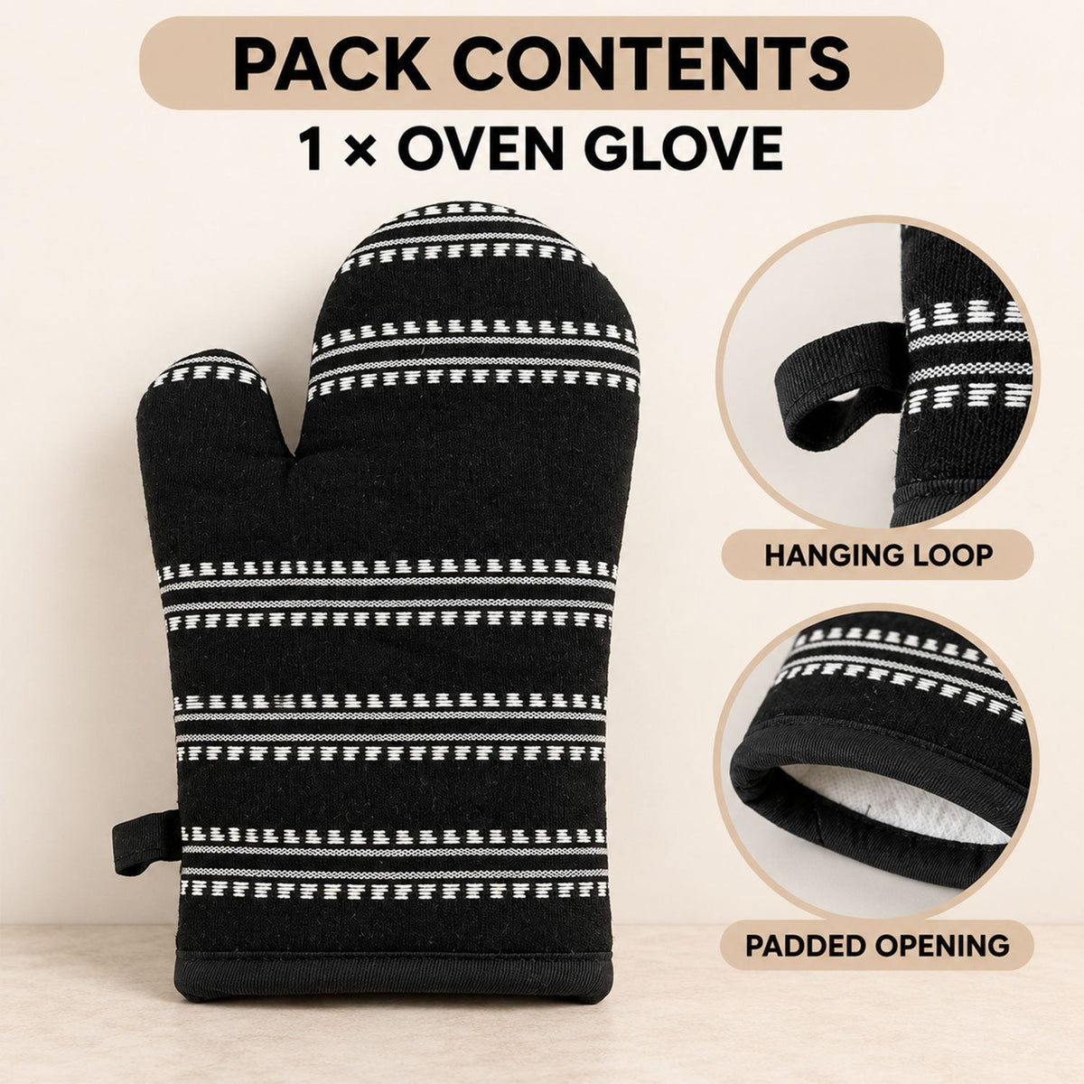 Oven glove hanging loop detail