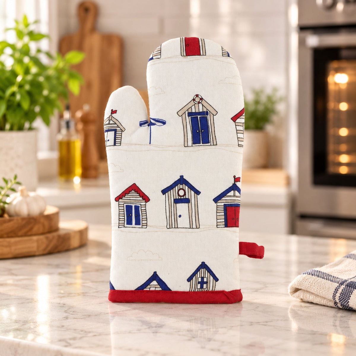 Beach Hut Print Oven Mitt