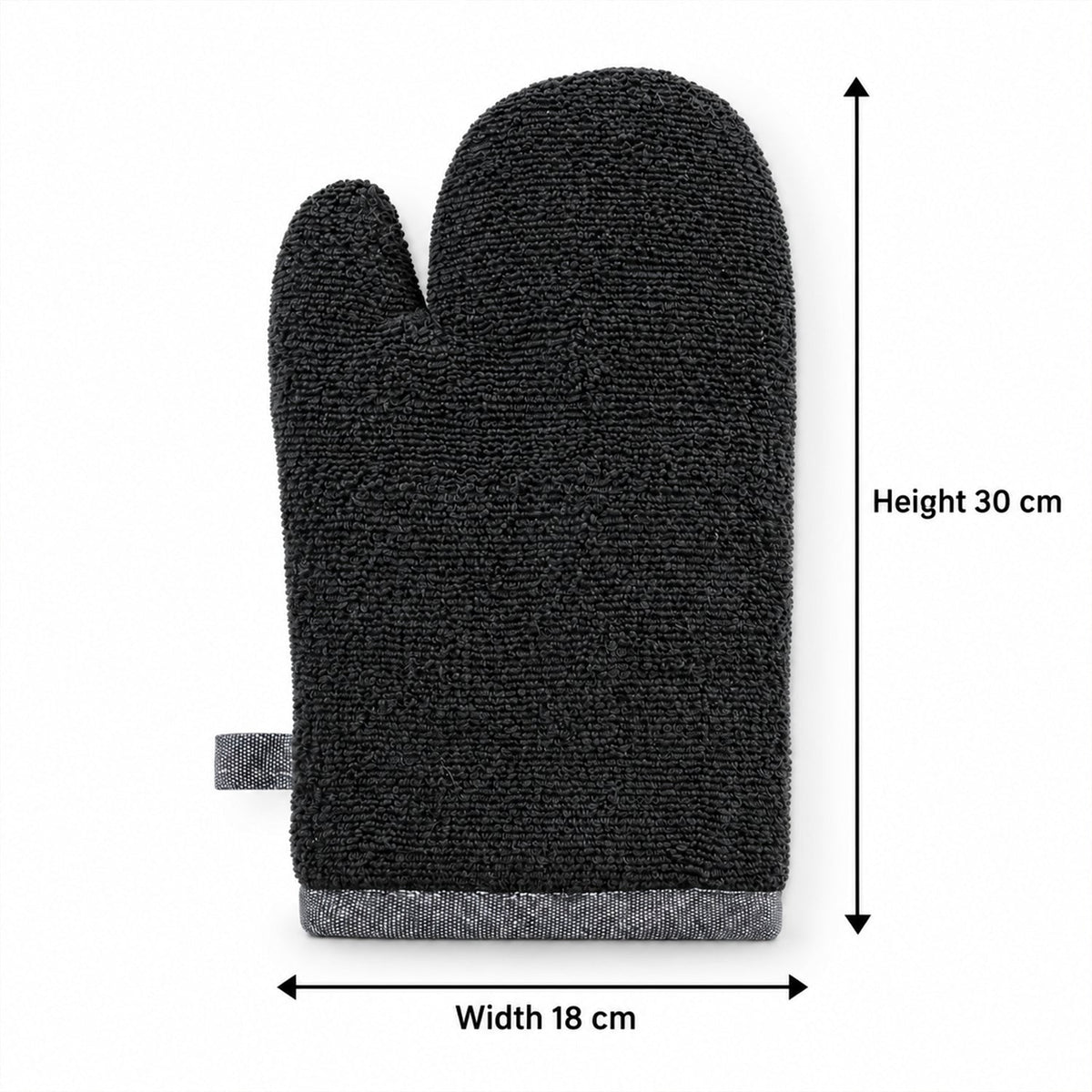 Black textured oven hand glove - dimensions