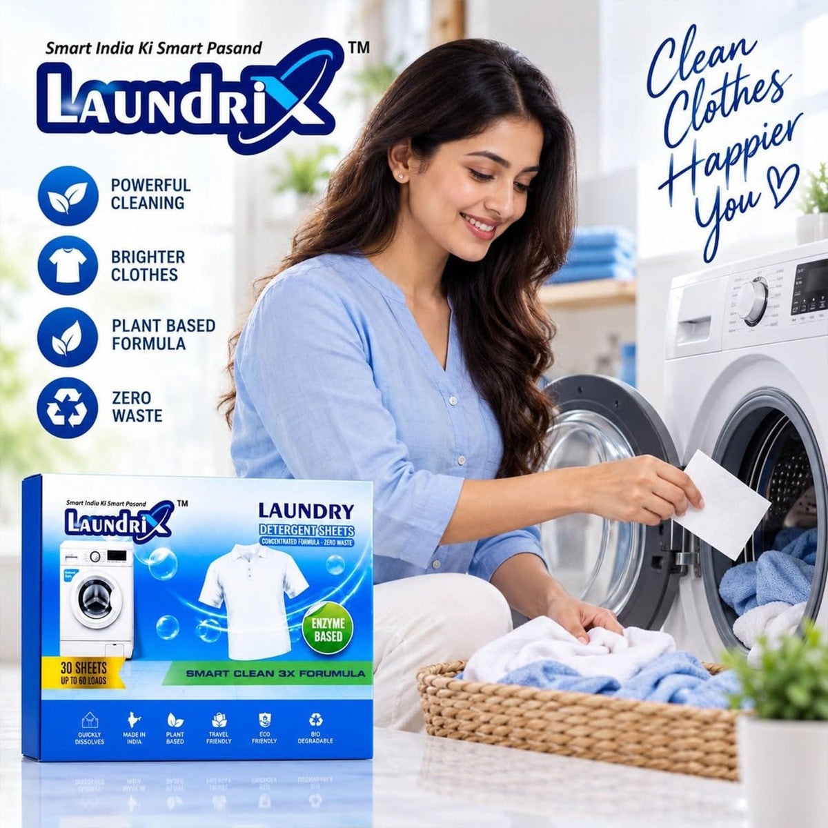Features of the laundry detergent sheets highlighted