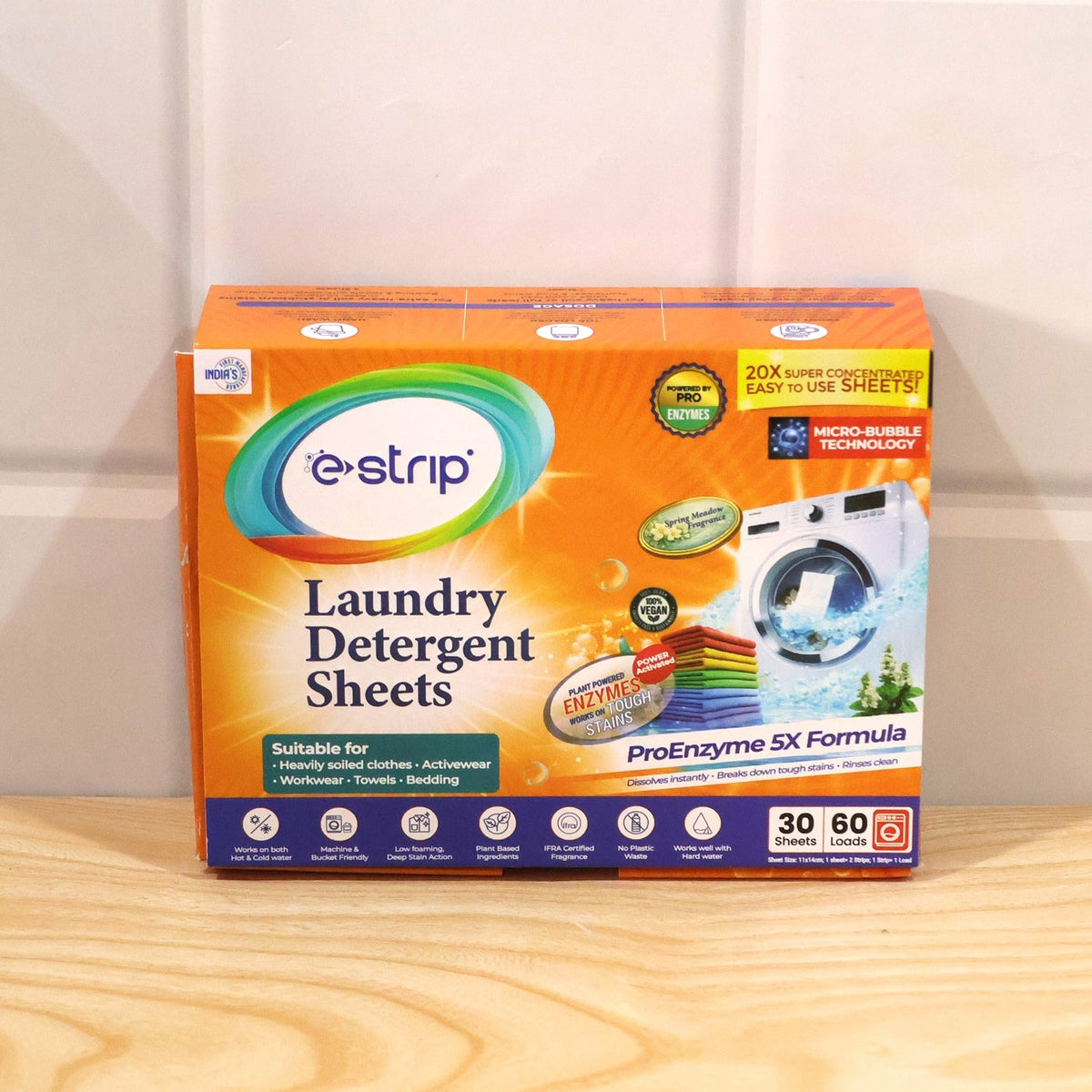 Laundry detergent sheets in use during a wash cycle
