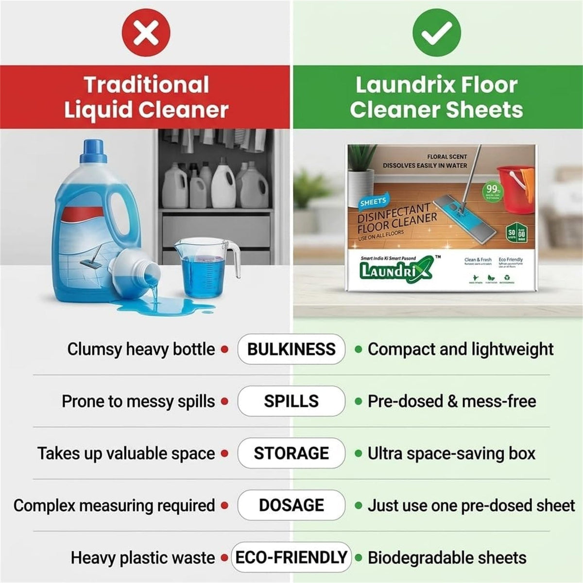 Disinfectant floor cleaner sheets on a white background