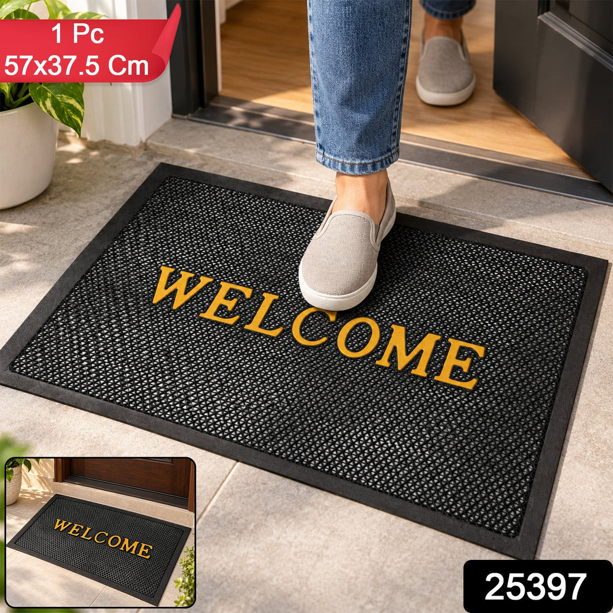 Welcome Door Mat showing packaging