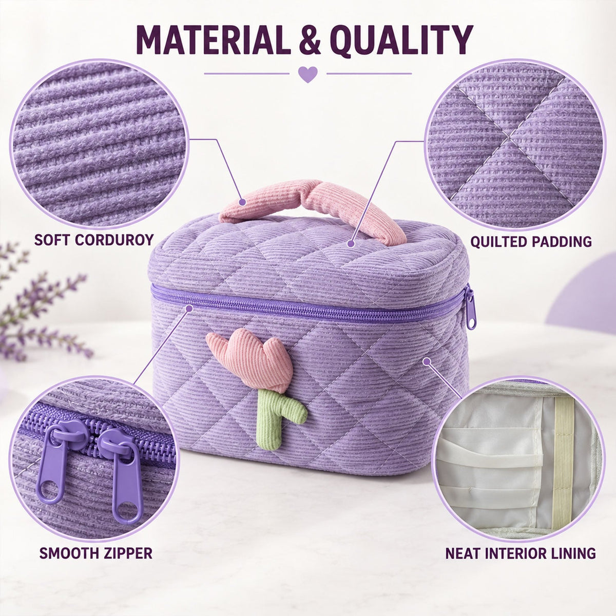 Reusable quilted organizer bag with handle - view 03