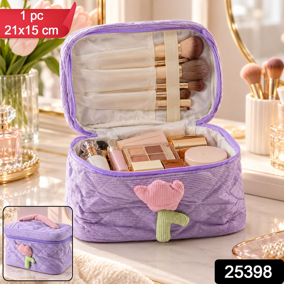 Reusable quilted organizer bag with handle - 1 Pc and 21x15 Cm size