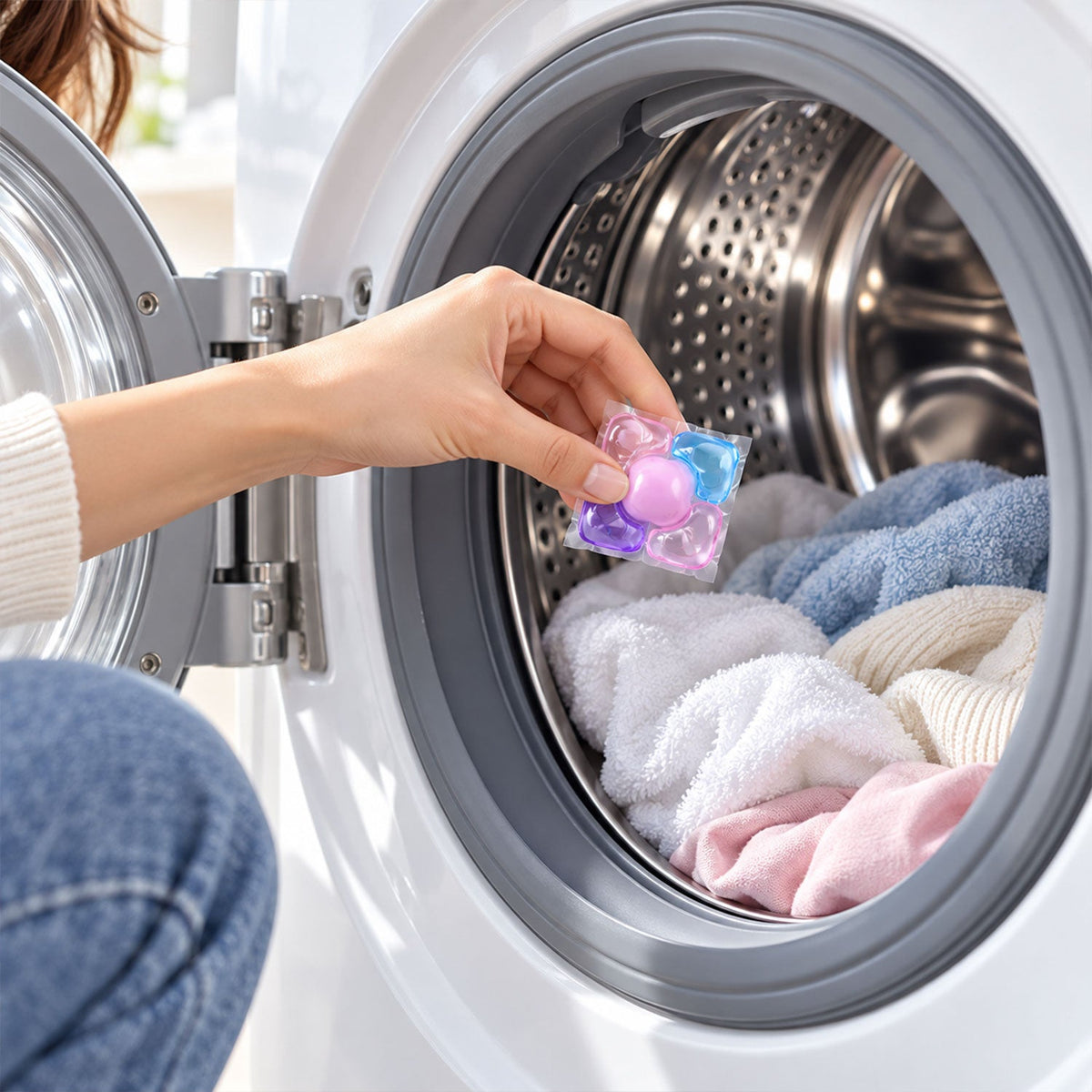 Detergent pods dissolving view