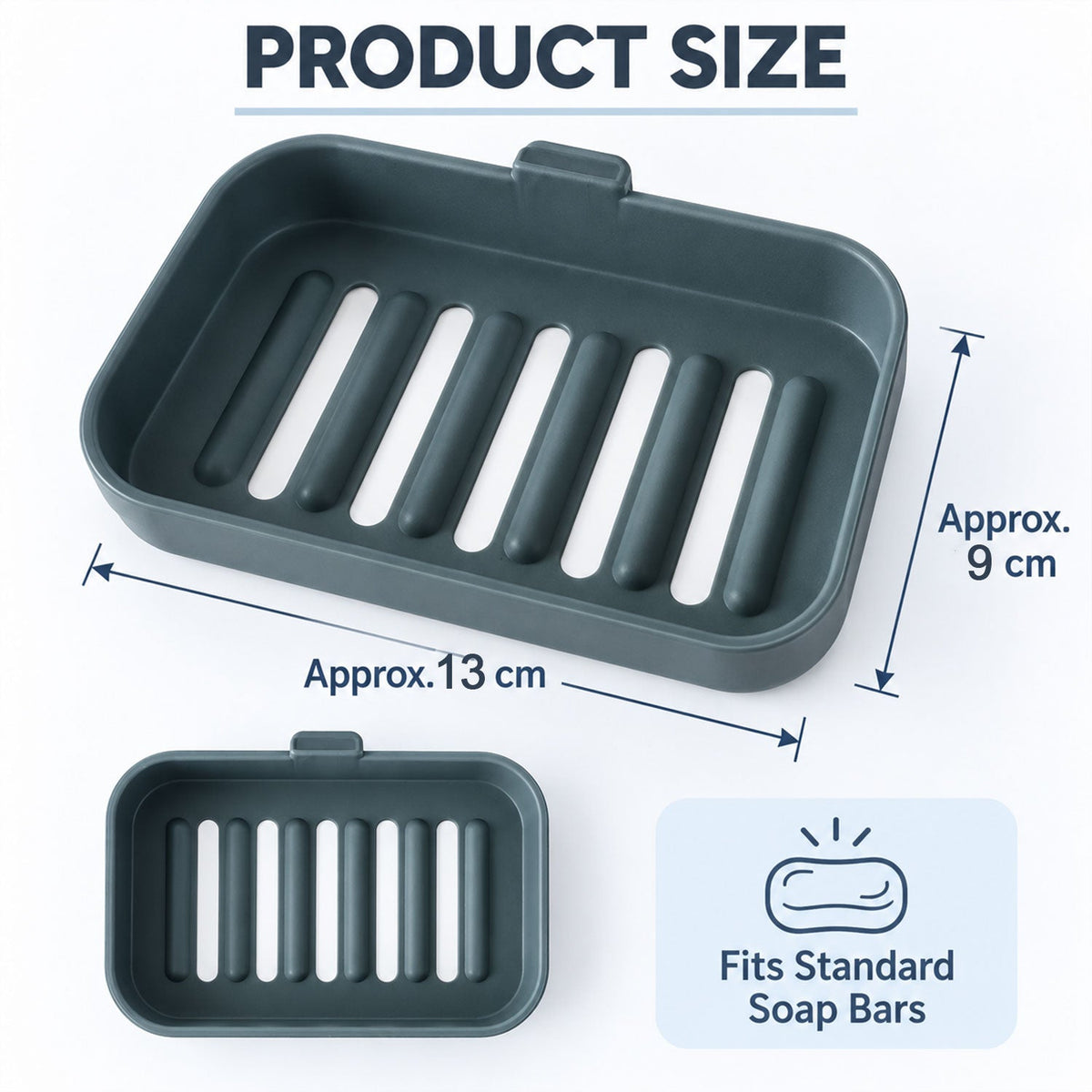 Wall mounted draining soap dish set - dimensions