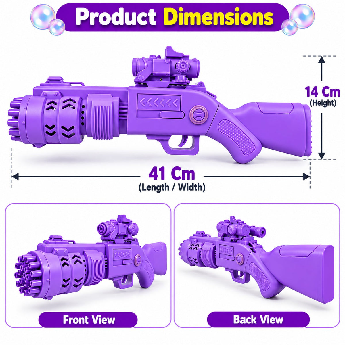 Bubble gun size guide
