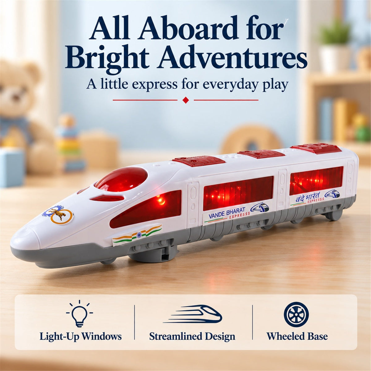 Bullet train toy with illuminated windows 05