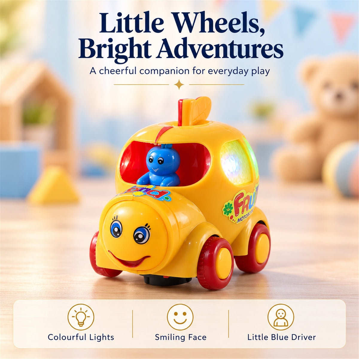Yellow Fruit Musical Toy Car