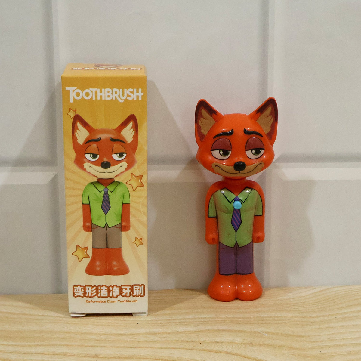 Kids fox character toothbrush in packaging