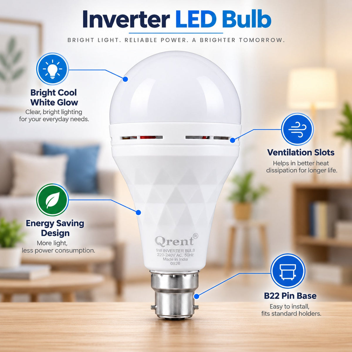 12W LED inverter bulb - bulb features