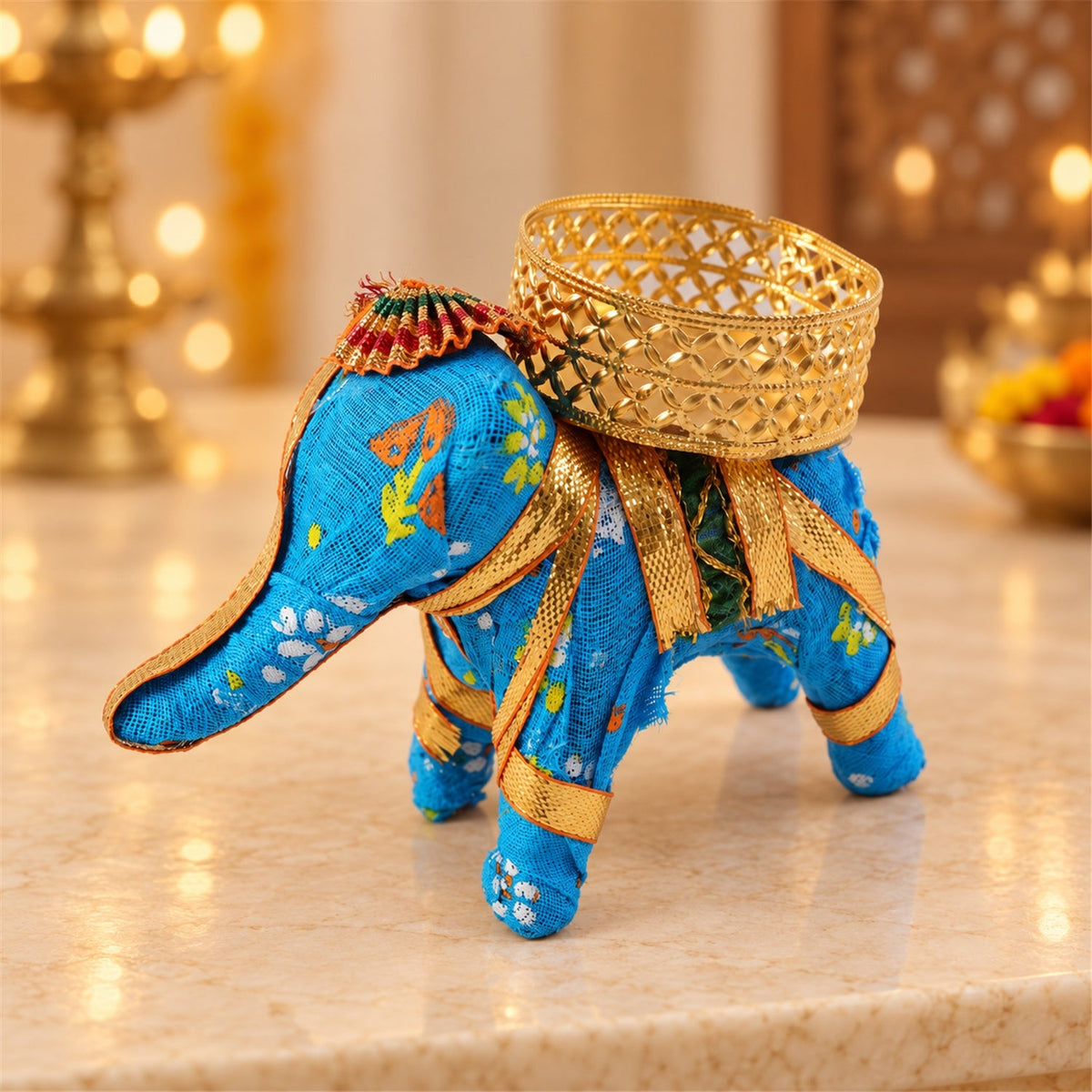Decorative Elephant Tealight Candle Holder for Festive Home and Table Decor (1 Pc)