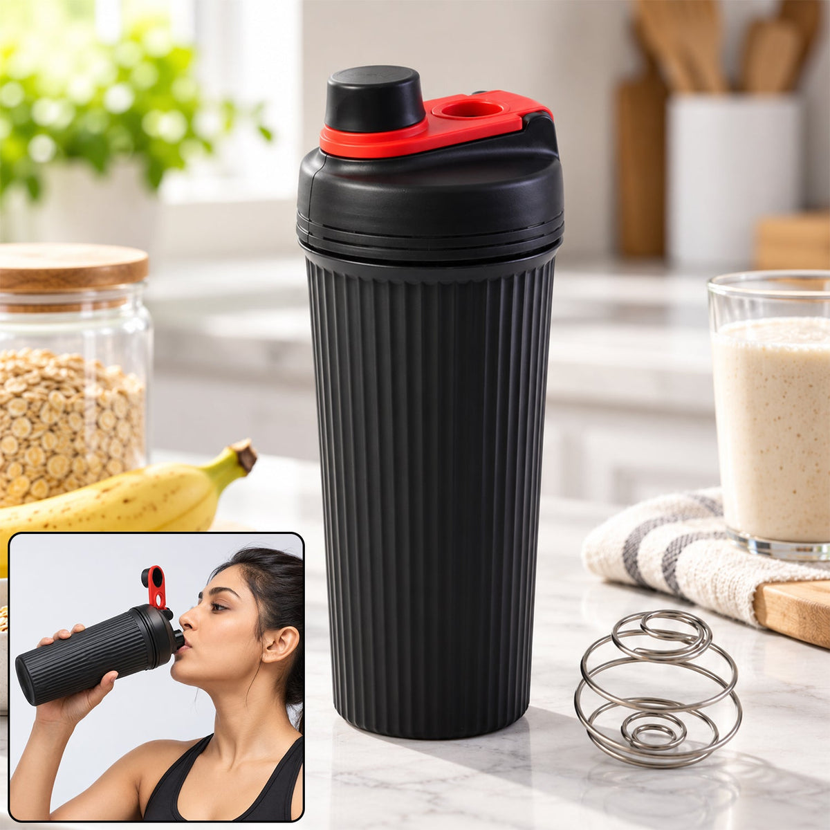 Gym shaker bottle with mixing ball - main display