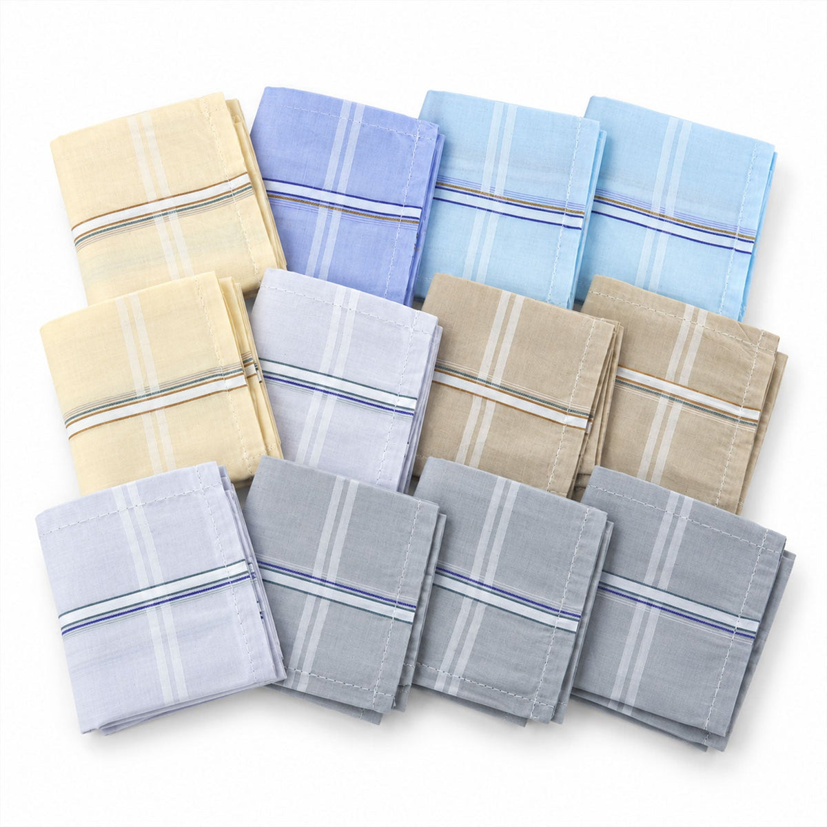 Men soft cotton striped border handkerchiefs - product view 08