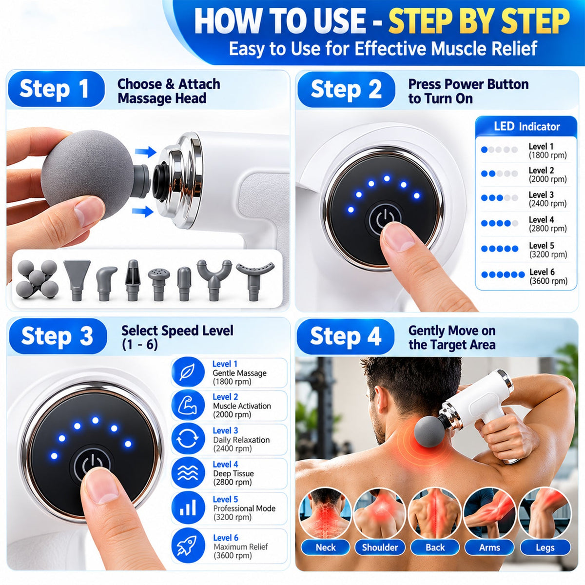 Massage gun feature view