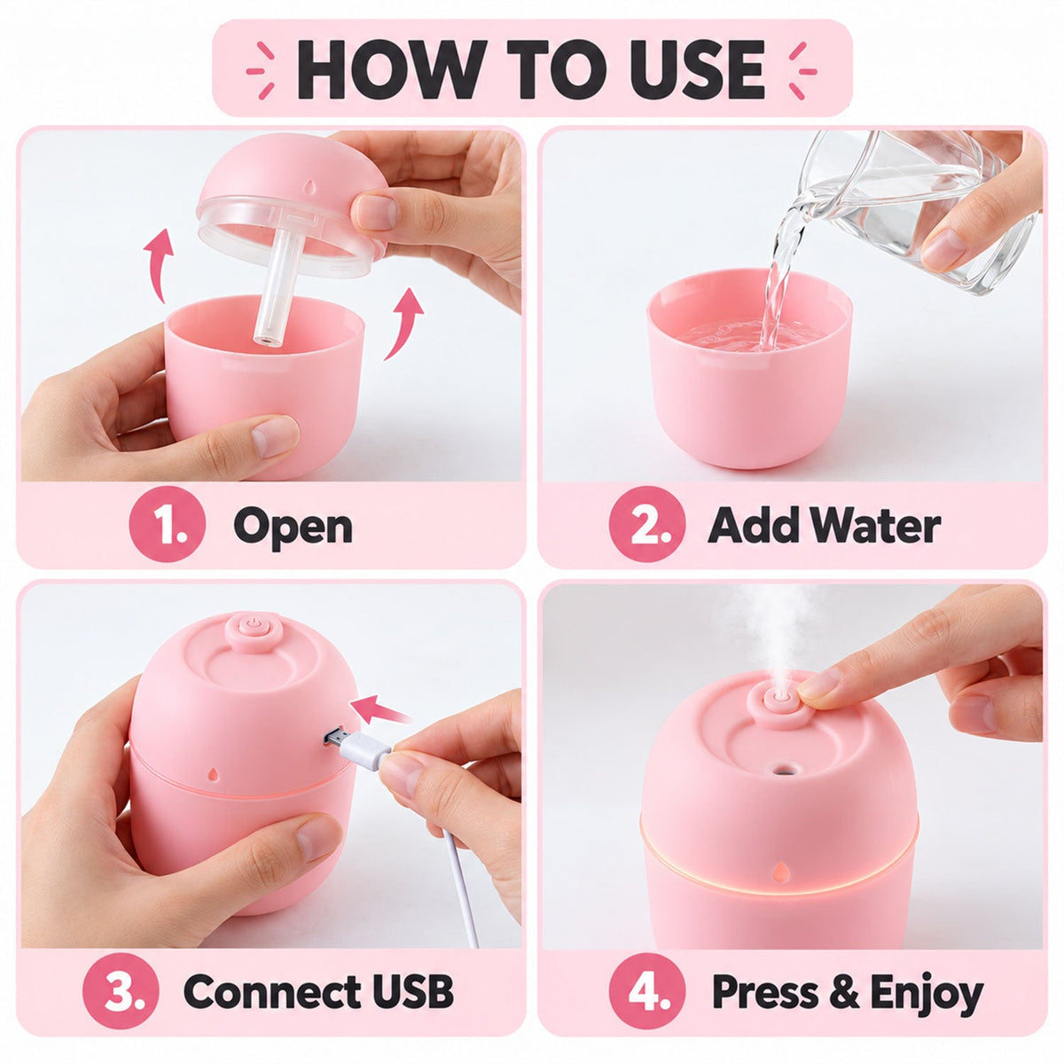 Pink USB Mini Humidifier