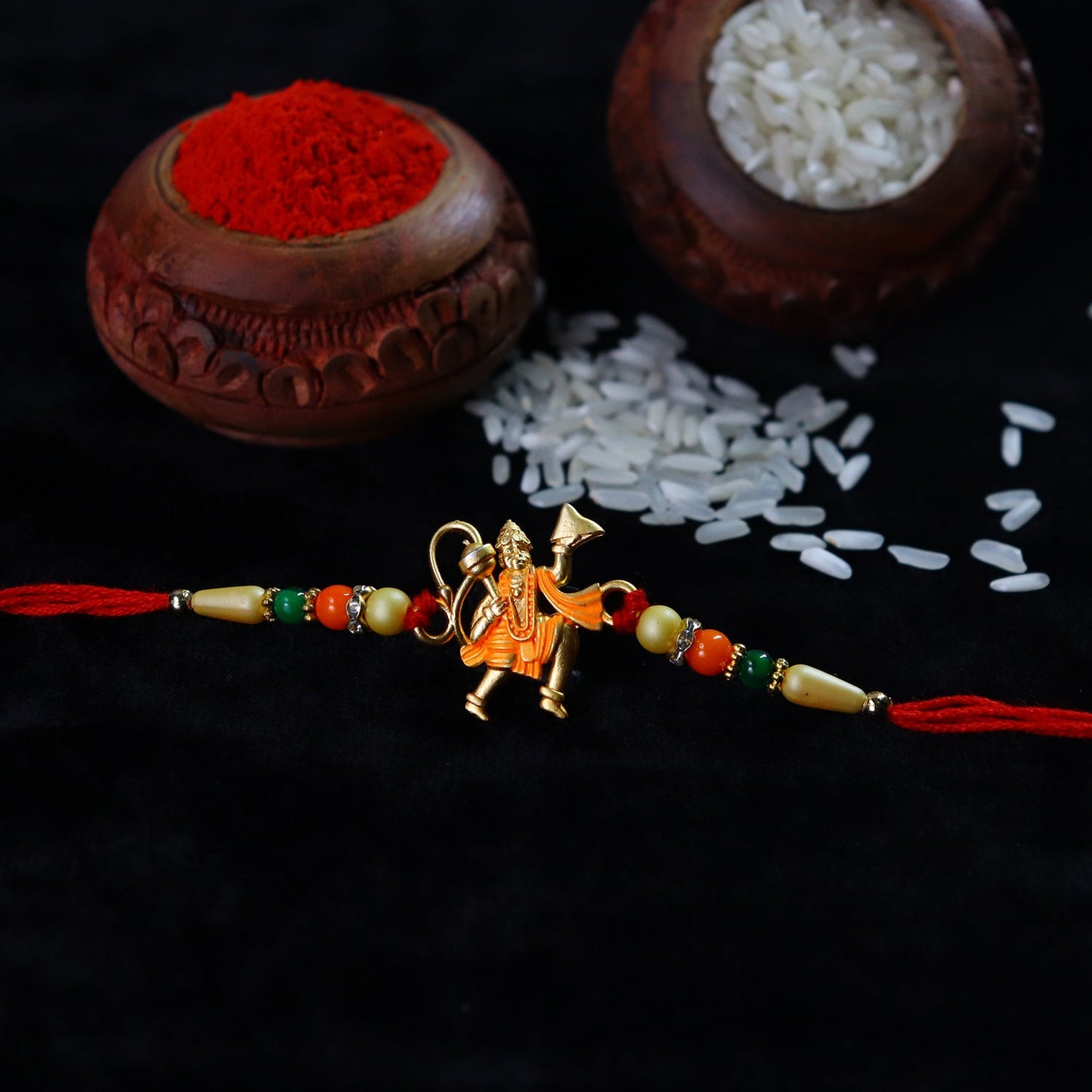 Beautiful Hanumaan ji Rakhi with vibrant colors and intricate spiritual design.