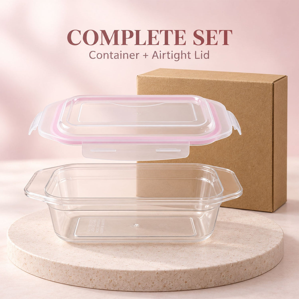 Plastic airtight food storage container - container lid and box