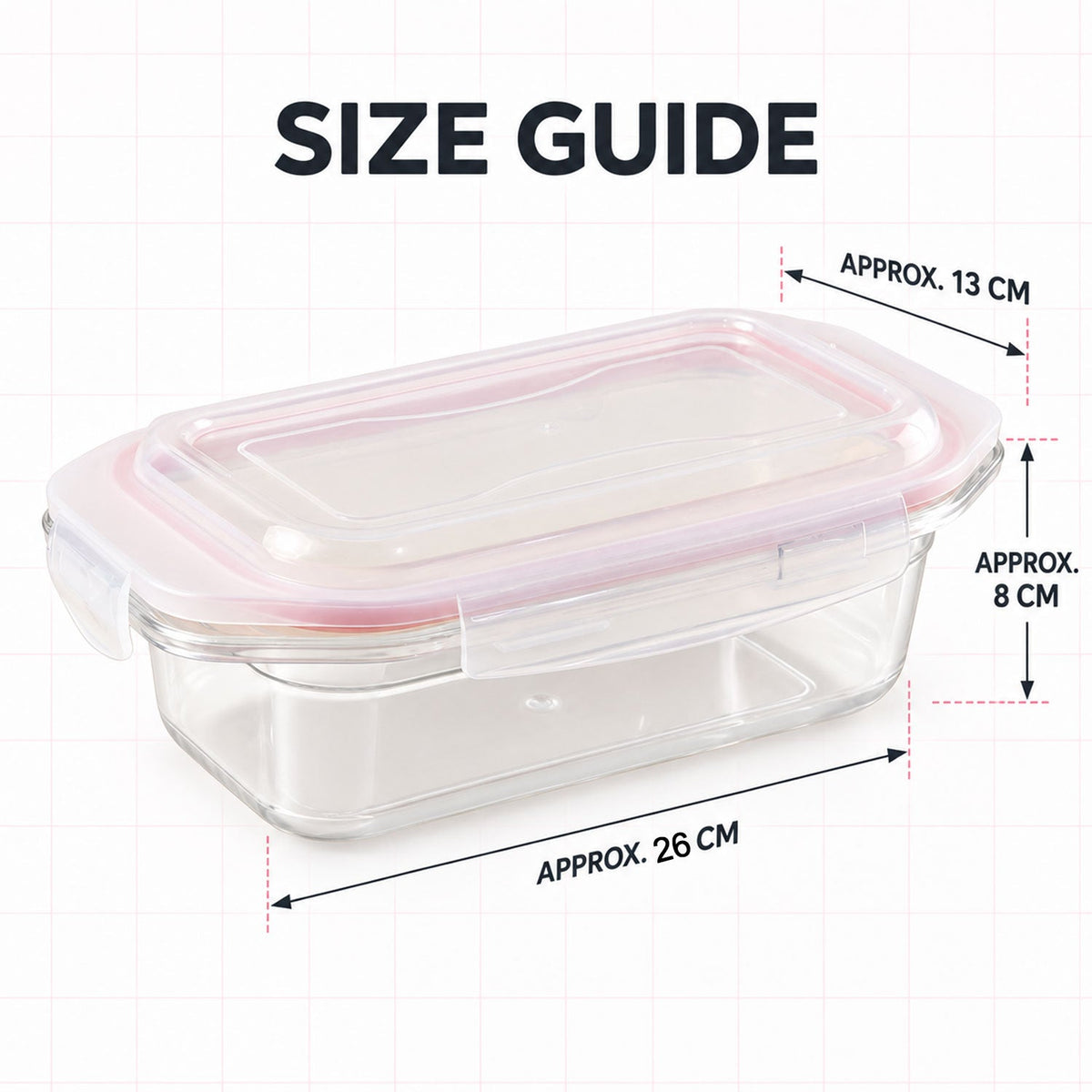 Plastic airtight food storage container - dimensions