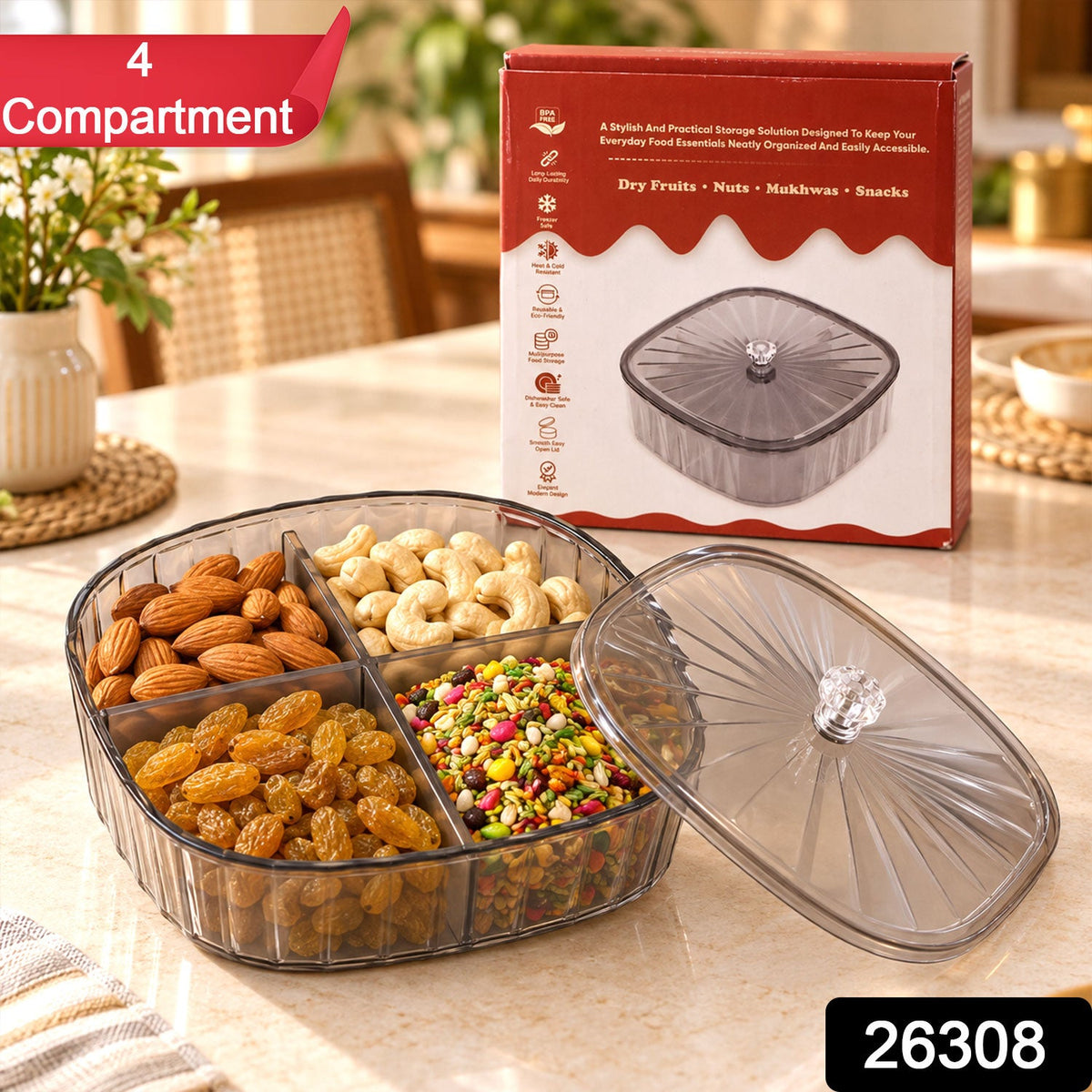 Four compartment dry fruit storage box - SKU photo