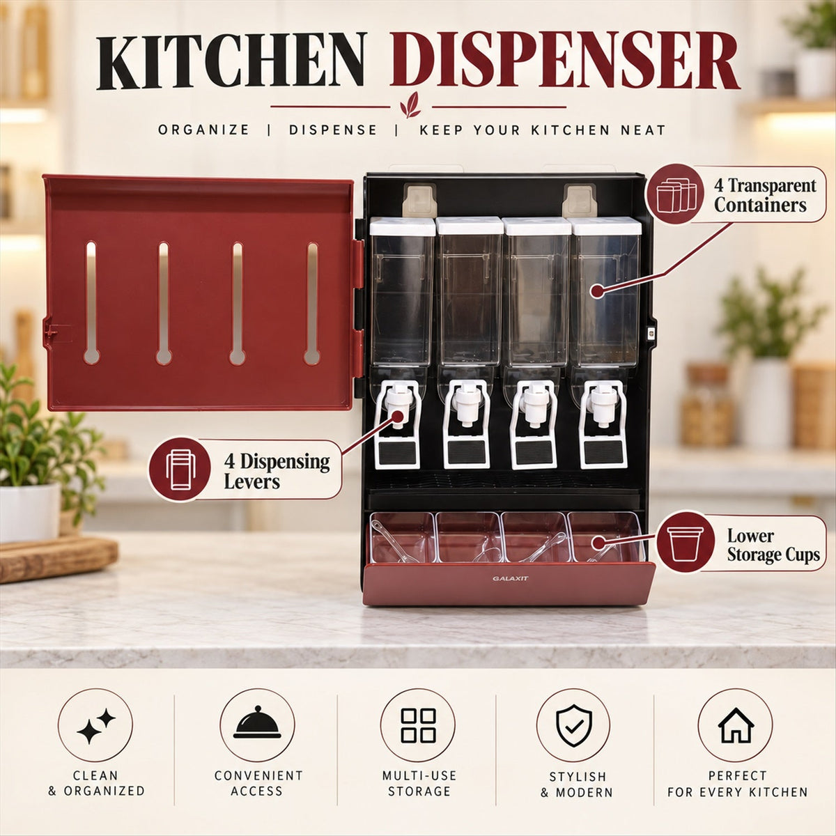 Wall Mounted Four Container Oil Dispenser
