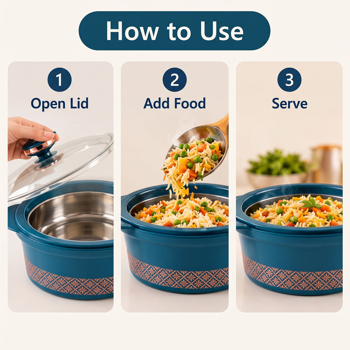 Insulated casserole hot food serving