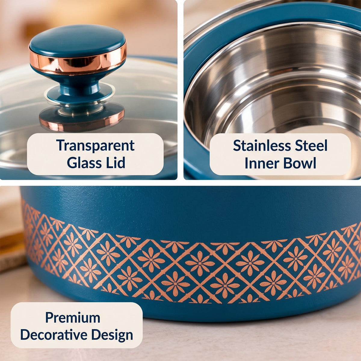 Casserole glass lid detail
