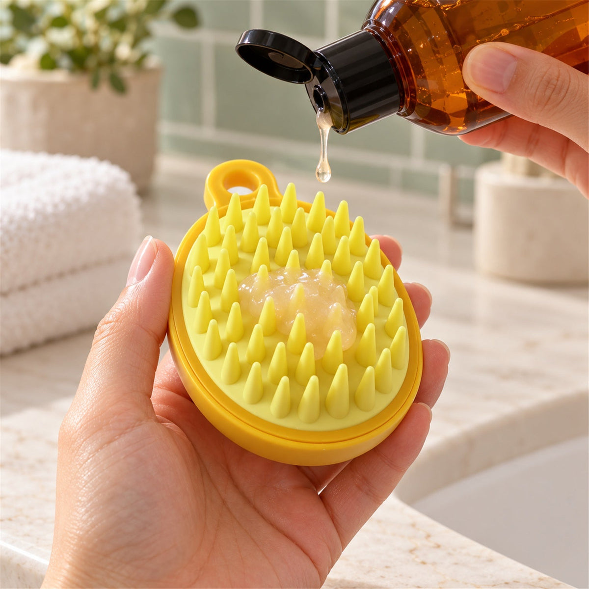 Scalp Massage Shampoo Brush with Smiley Design for Hair Washing (1 Pc)