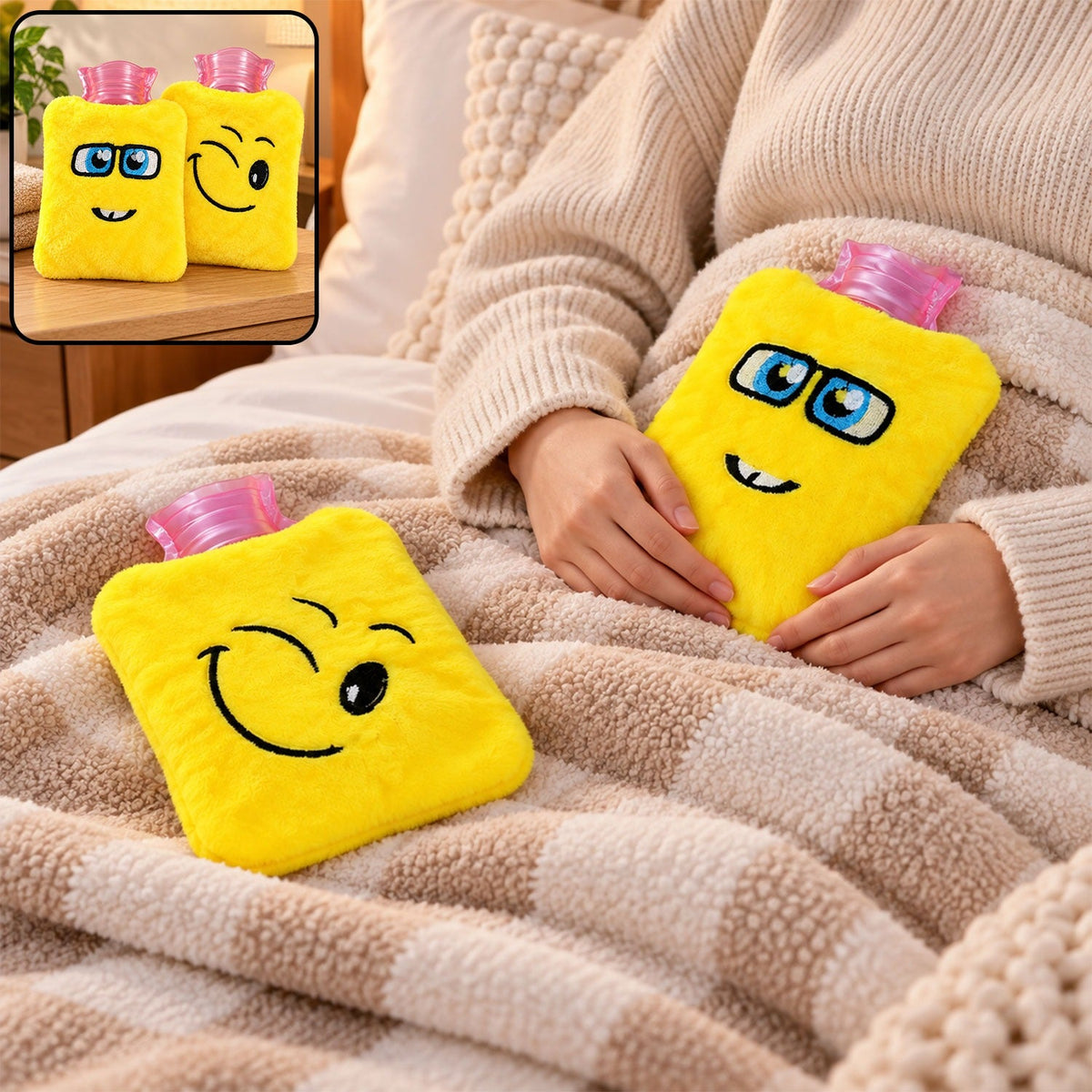 Mini Hot Water Bag  Emoji Design for Pain Relief | XcelCraft