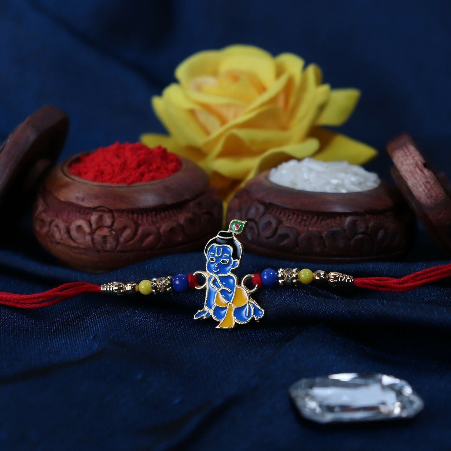 Handcrafted Bal Krishna Kids Rakhi with skin-friendly thread for Raksha Bandhan