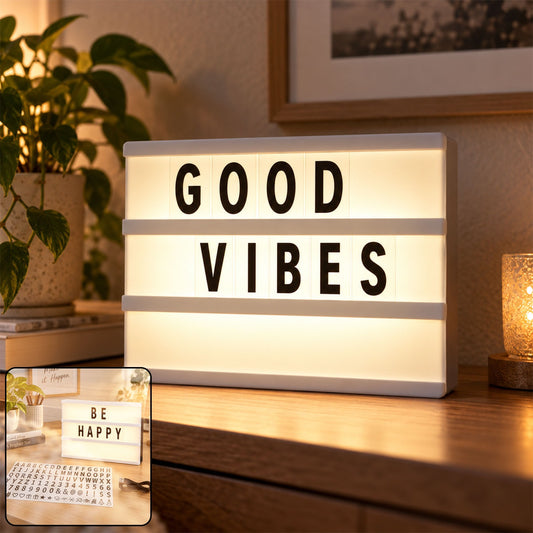Black Mini A6 Magnetic Cinematic Light Box with 82 Characters and 10 Emojis  (1 Set)