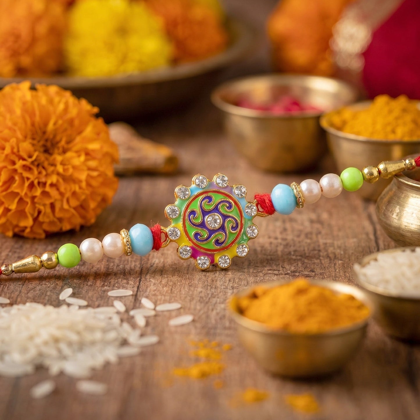 Beautiful multicolor floral designer Rakhi for Raksha Bandhan celebration