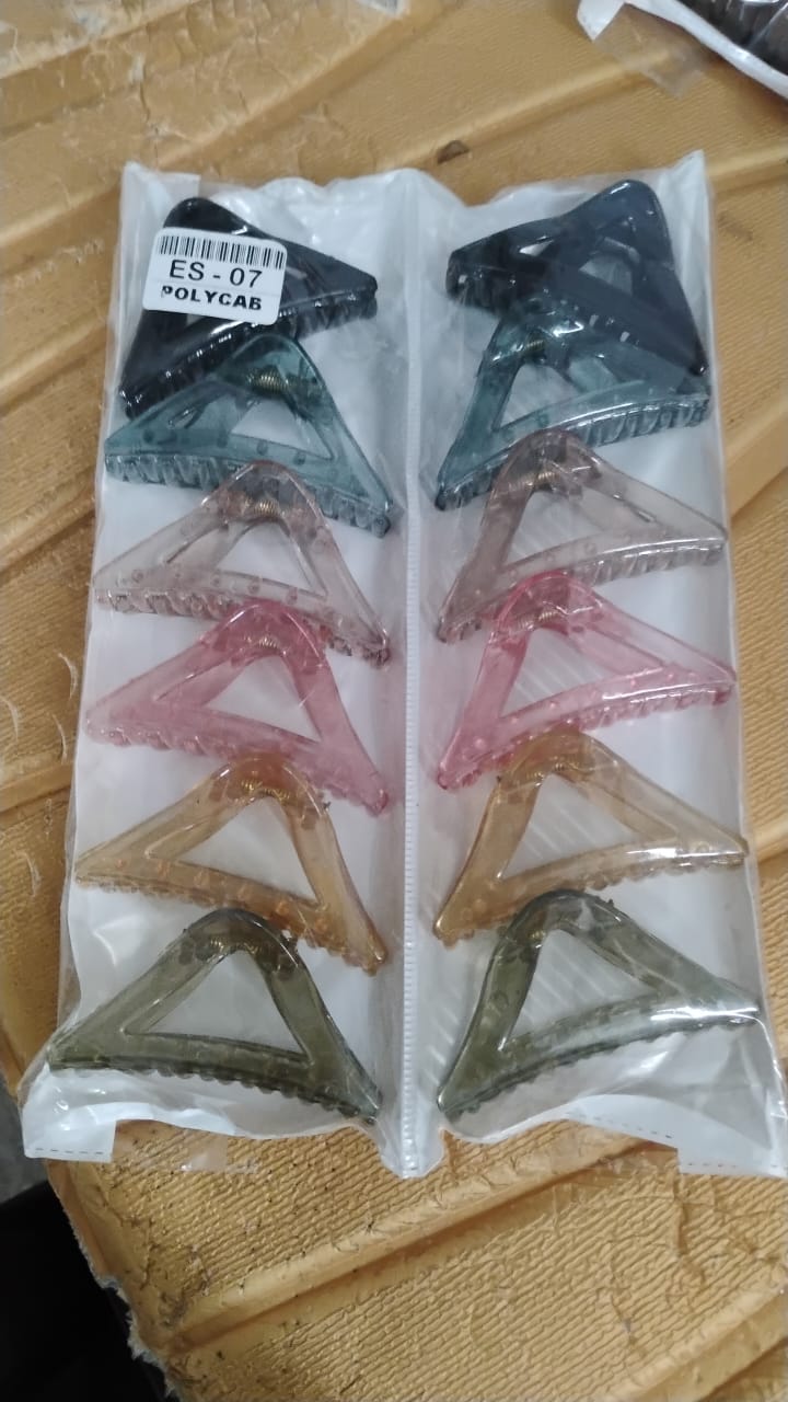 Triangle Shape Mix Color Plastic Hair Claw Clip â€“ 12 Pc Durable Grip for Women and Girls