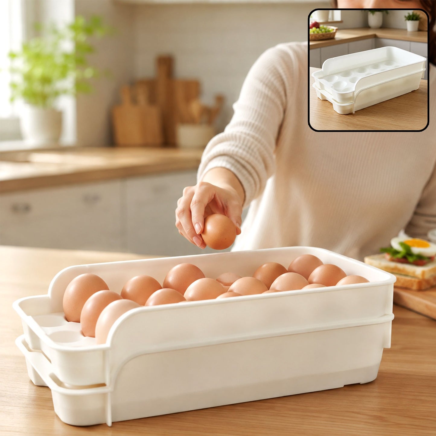Plastic Egg Storage Tray Holder Set (2 Pc Set)
