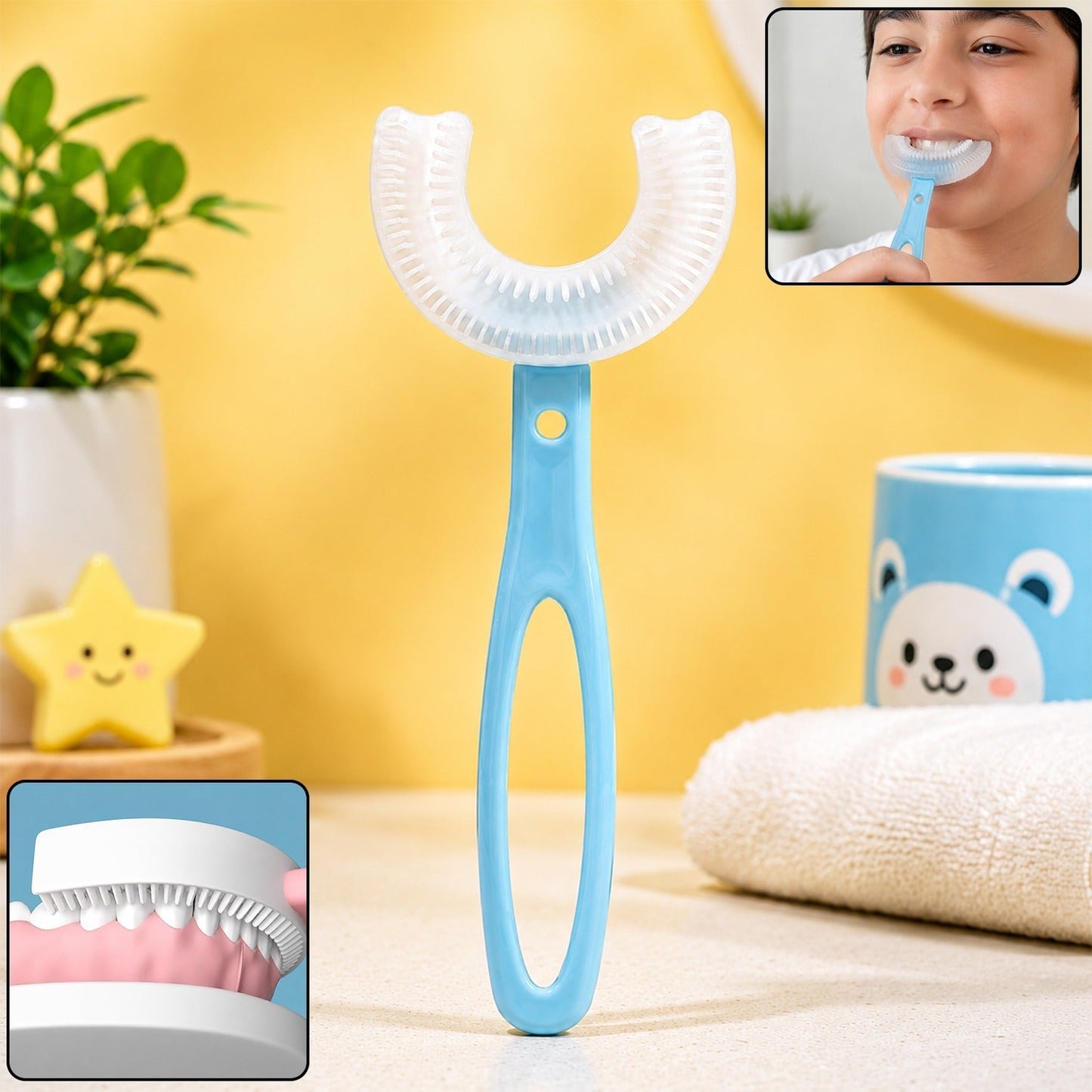 🎁 Kids U-Shaped Toothbrush – Gentle Cleaning for Toddlers | Mini Bubbles