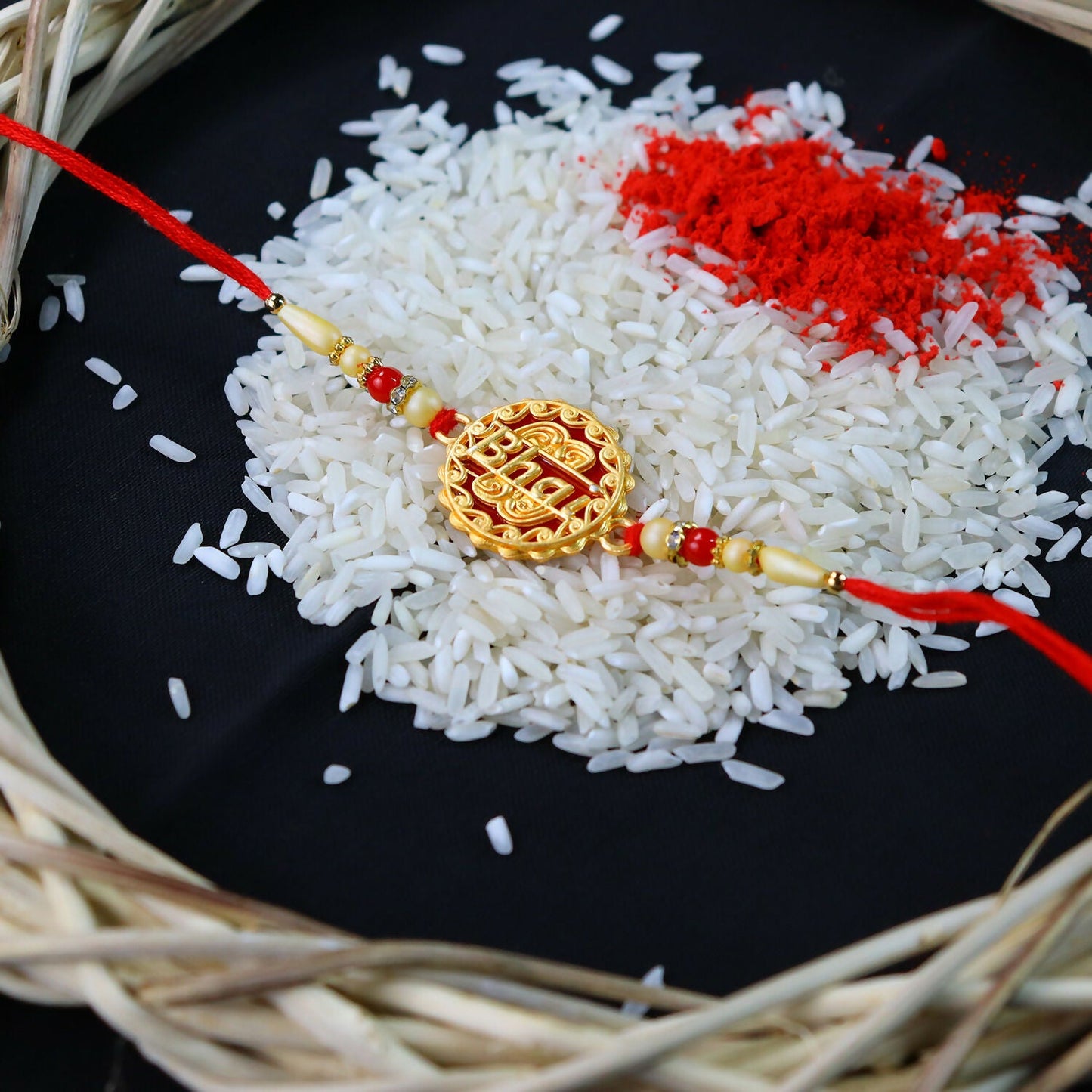 Decorative beads on premium quality Rakhi thread